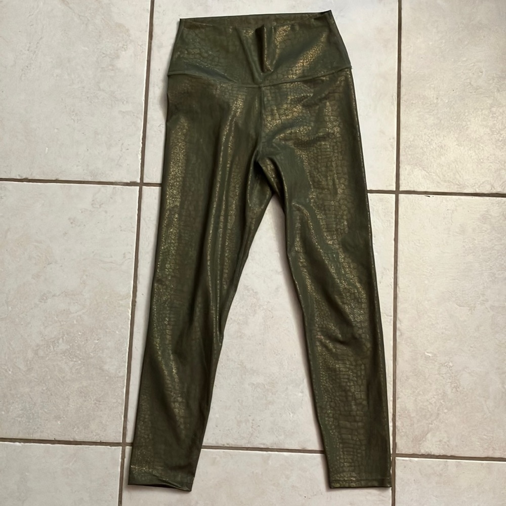 Medium Carbon 38 Olive green snake scale with gold shimmer